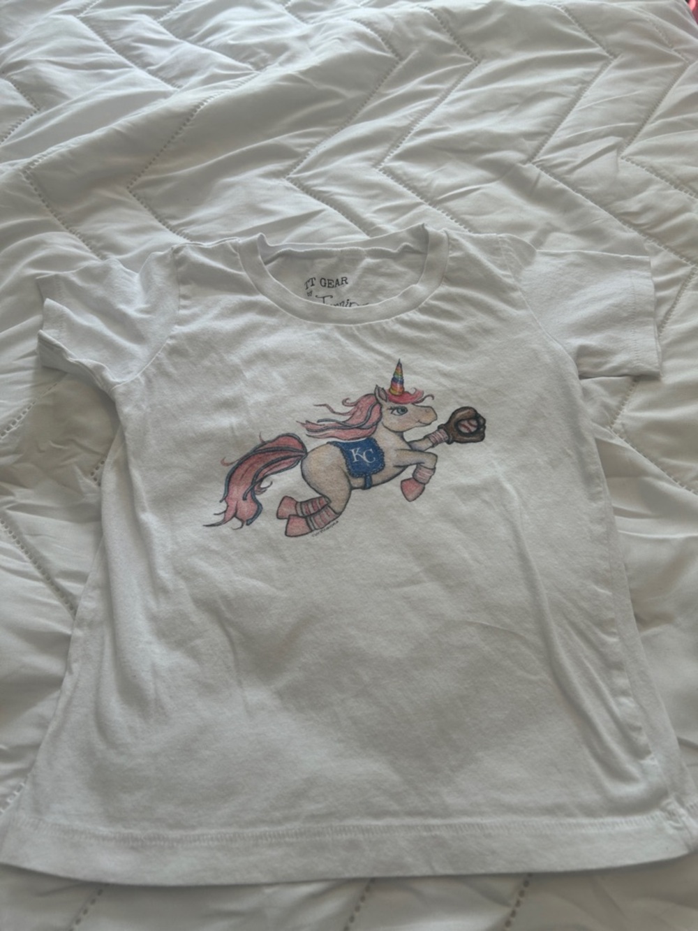 KC Unicorn Graphic Tee for Kids - White